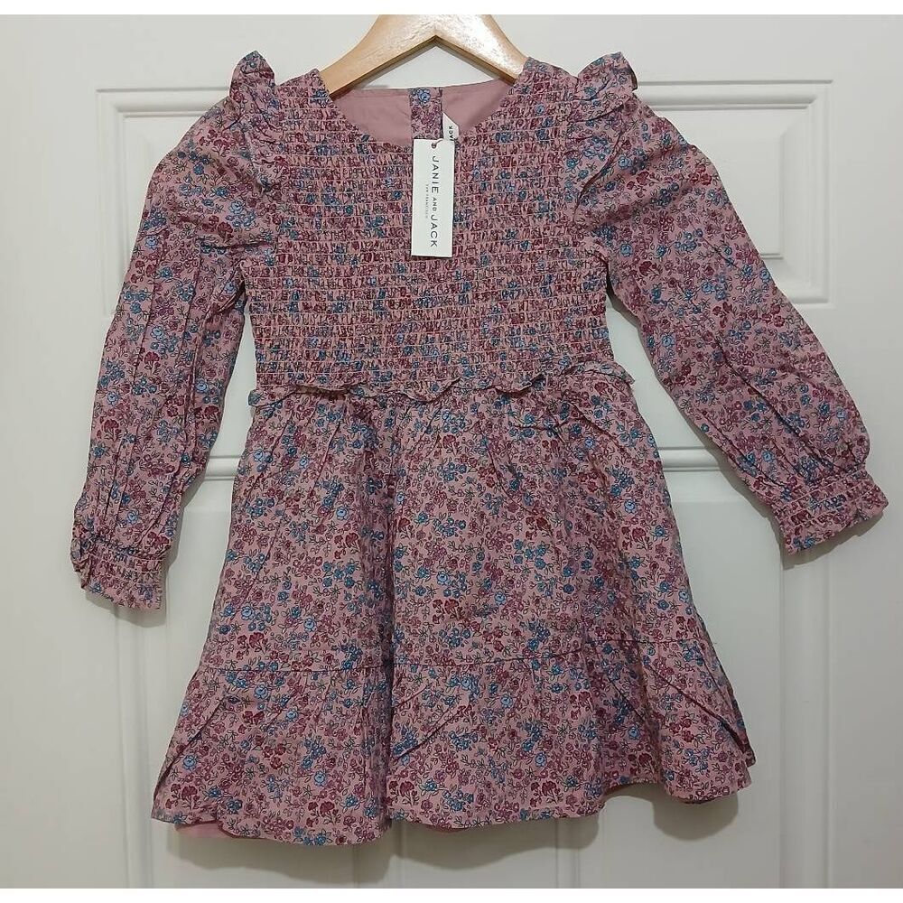 Janie and jack girls size 5ditsy floral peasant dress mauve purple floral